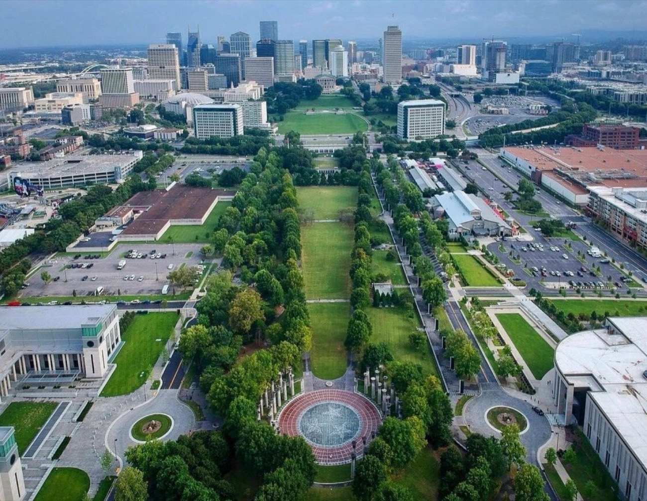 Aerial view of Germantown and the Bicentennial Mall, Nashville